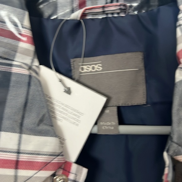 ASOS Plaid Rain Jacket in Navy Combo 🆕 - Picture 2 of 4